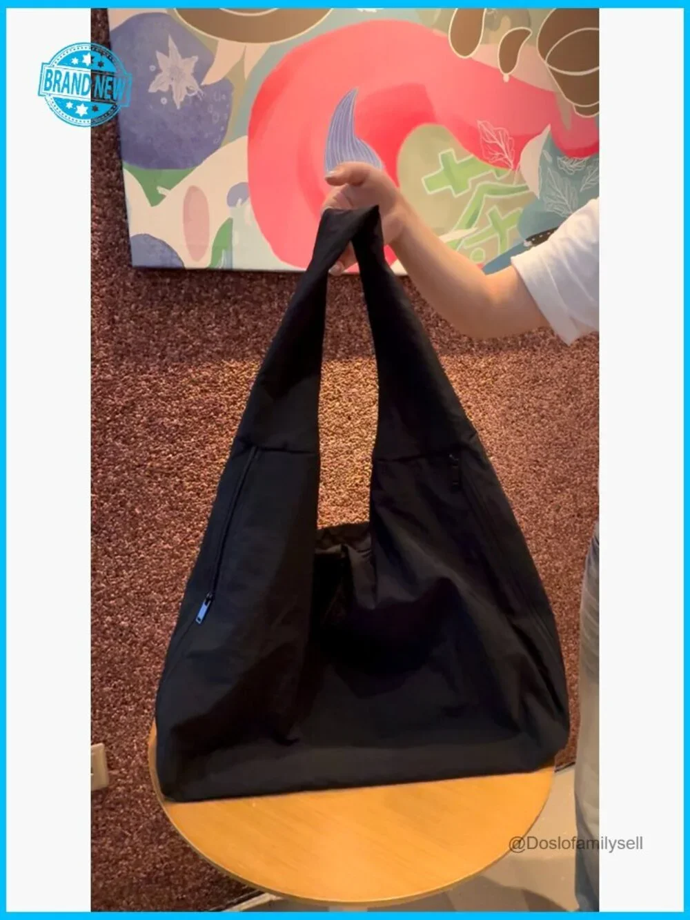 Large Nylon Crescent Shoulder Hobo Tote Bag with Side Pockets